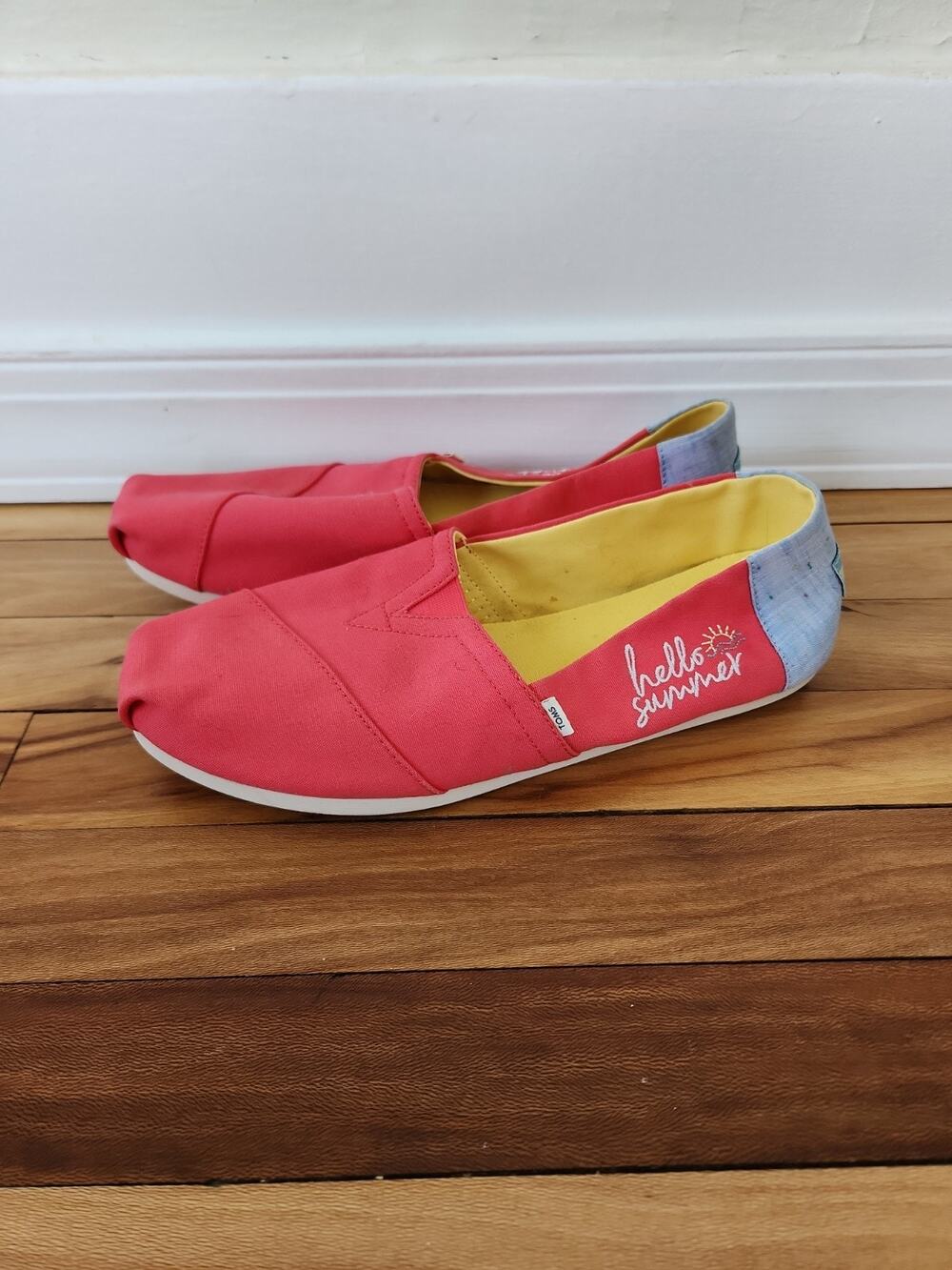 TOMS Womens Pink Hello Summer Embroidered Alpargata Shoes Size 11